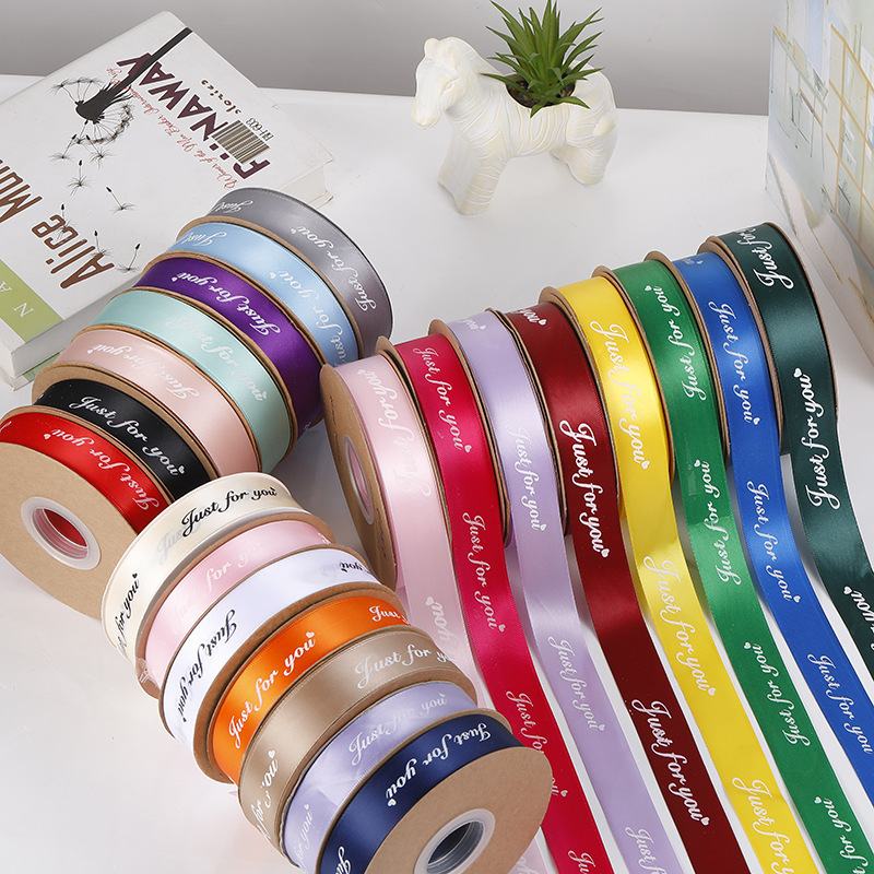 Ruy Băng Lụa Chữ 2,5Cm Just For You Cao Cấp - Sỉ Phụ Kiện Hoa Ruy Băng Lụa Chữ 2,5Cm Just For You Cao Cấp