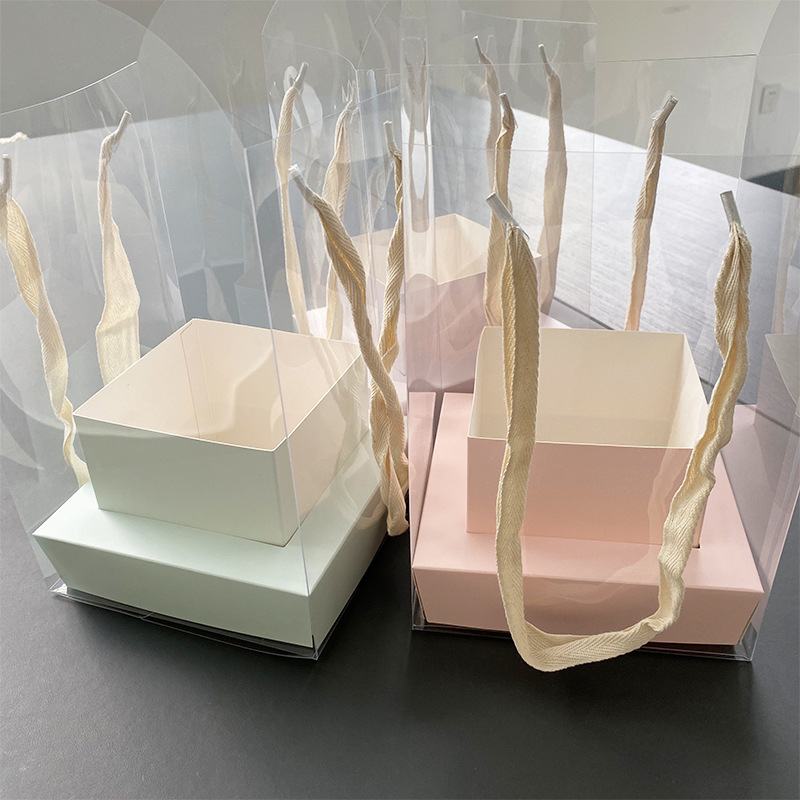 Giỏ Mika Trụ Vuông Quai Xách Cao Cấp (Set 5 Cái) - Sỉ Phụ Kiện Hoa Giỏ Mika Trụ Vuông Quai Xách Cao Cấp (Set 5 Cái)