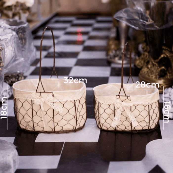 Set 2 Cái Giỏ Lưới Cắm Hoa Cao Cấp