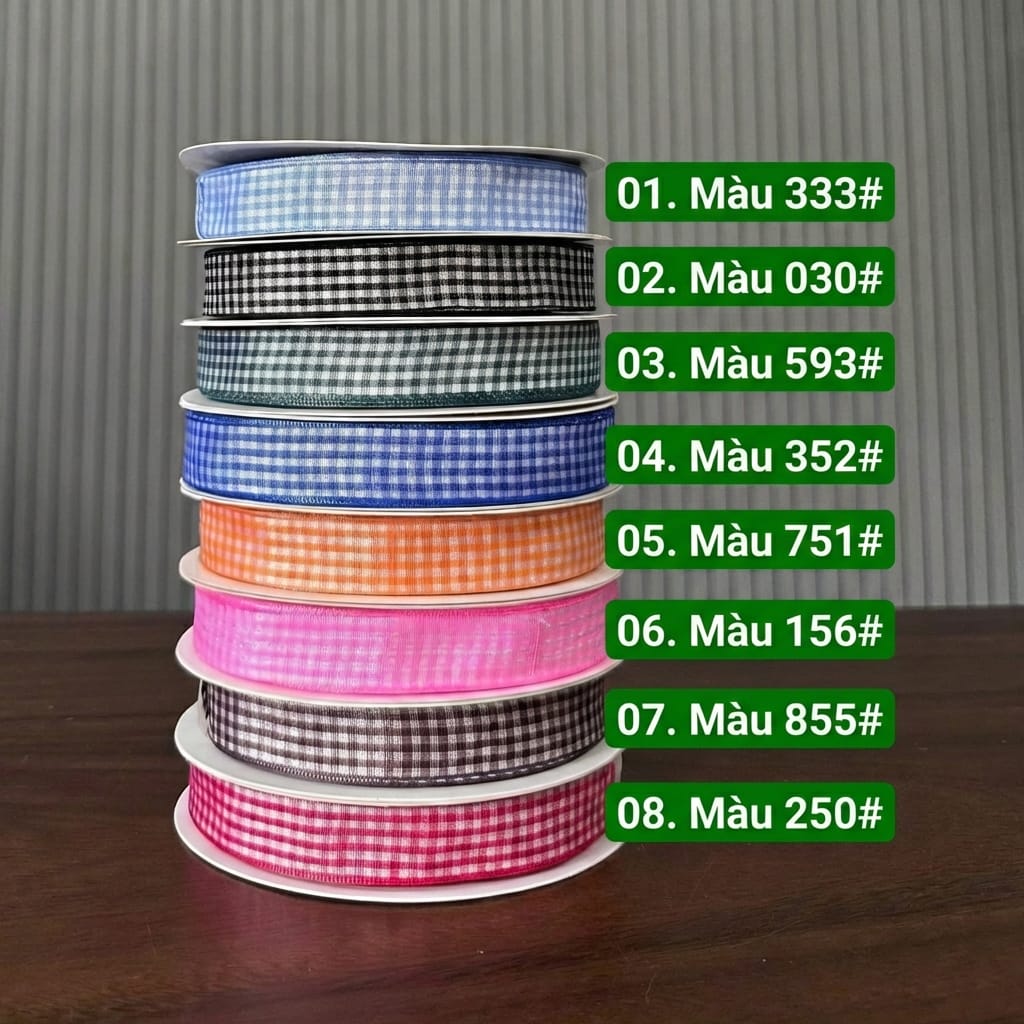 Ruy Băng Caro 2cm Cao Cấp (50yard) - Sỉ Phụ Kiện Hoa Ruy Băng Caro 2cm Cao Cấp (50yard) - Ảnh 4